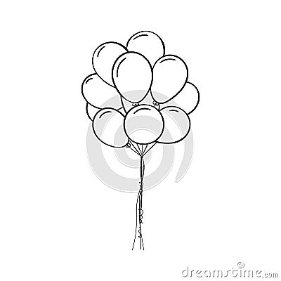 Vector Illustration of outline balloons isolated on white background Vector Illustration